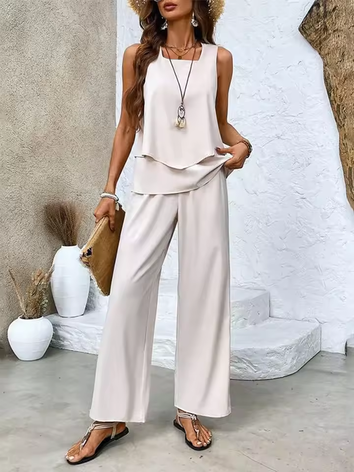 Candice | Ensemble deux pièces avec haut et pantalon assortis