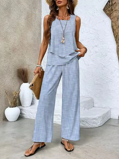 Candice | Ensemble deux pièces avec haut et pantalon assortis