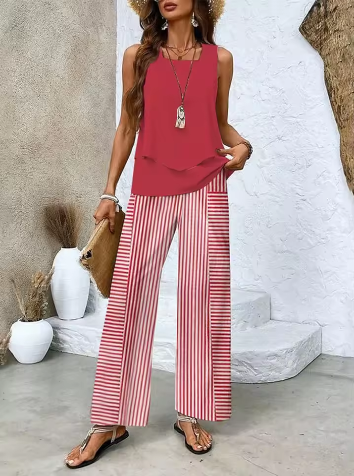 Candice | Ensemble deux pièces avec haut et pantalon assortis