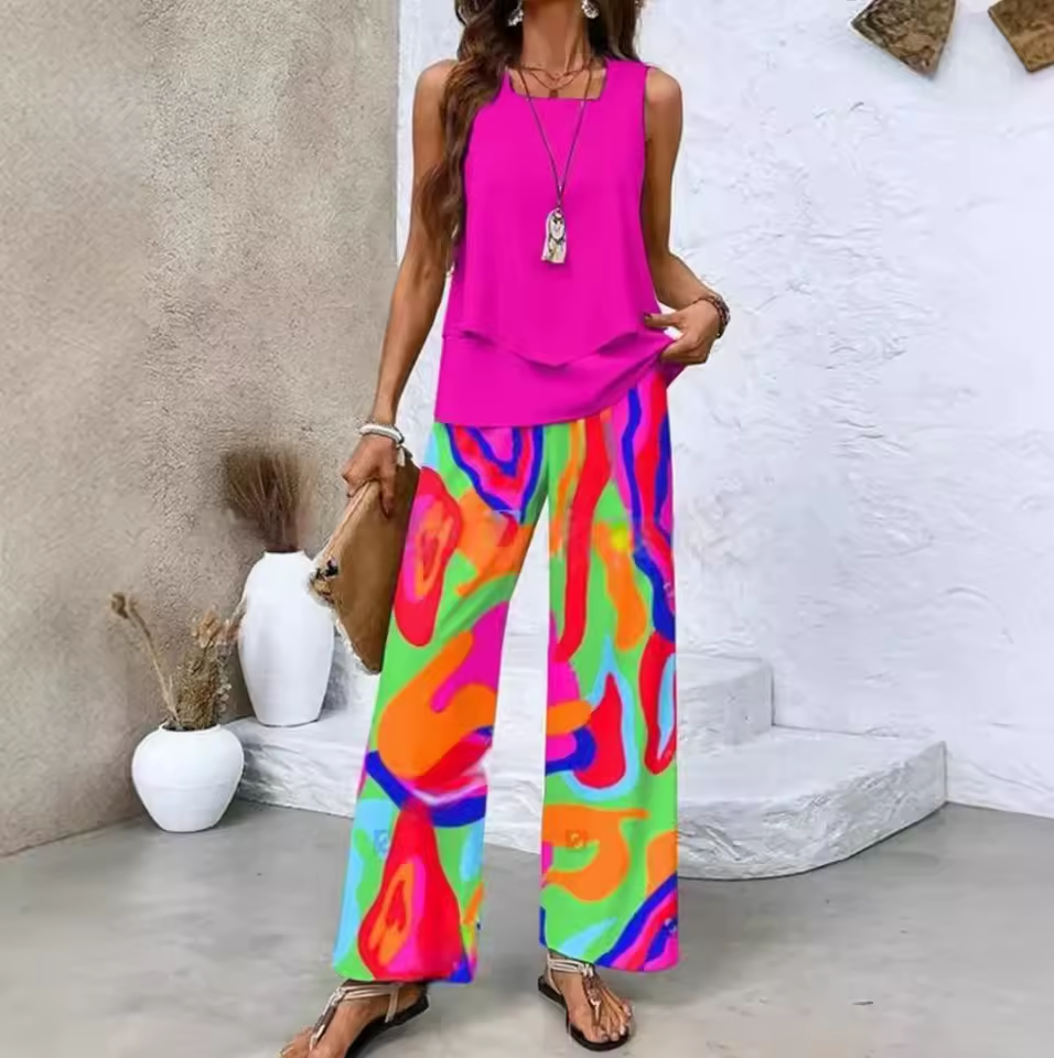 Candice | Ensemble deux pièces avec haut et pantalon assortis