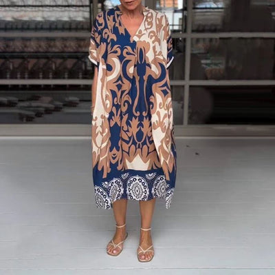 Pascaline | Robe midi ample à décolleté en V imprimé