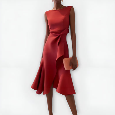 Ariane™ | Robe Midi Asymétrique à Plis Élégants