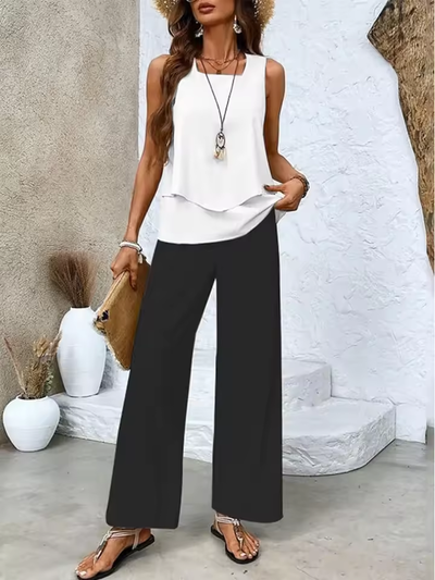 Candice | Ensemble deux pièces avec haut et pantalon assortis
