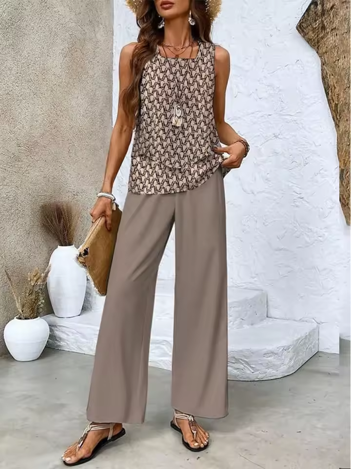 Candice | Ensemble deux pièces avec haut et pantalon assortis