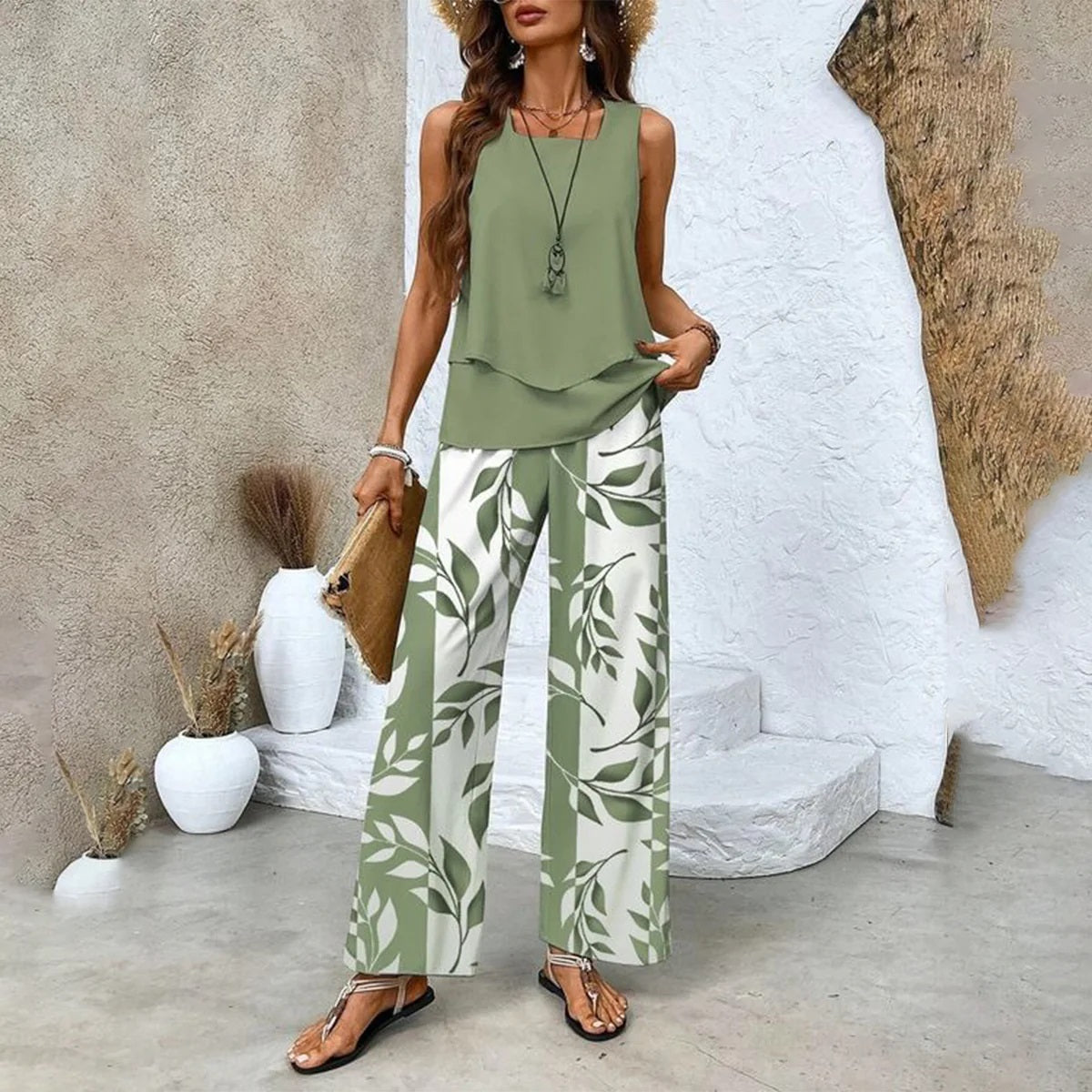 Candice | Ensemble deux pièces avec haut et pantalon assortis