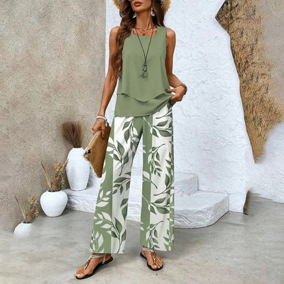 Candice | Ensemble deux pièces avec haut et pantalon assortis