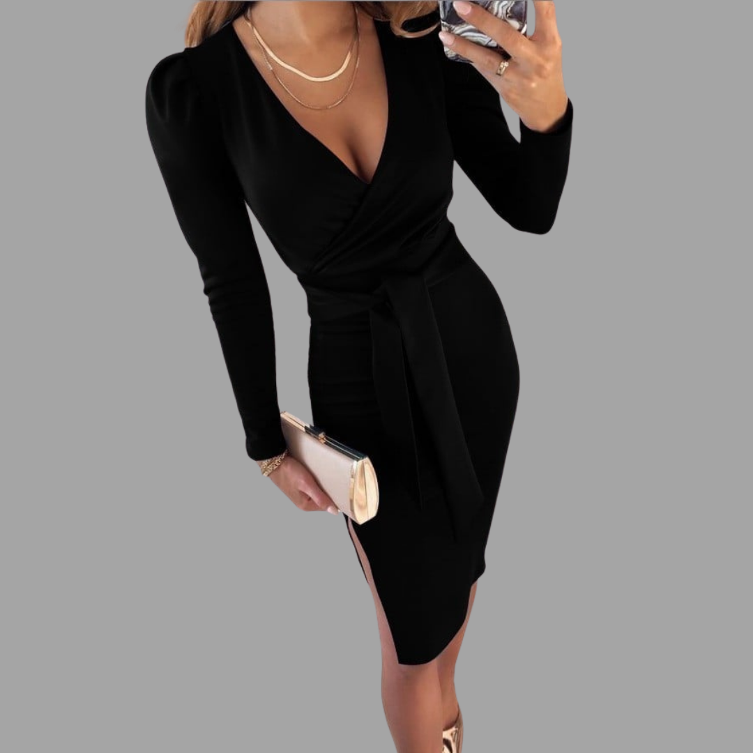 Fanny | Robe midi à col en V élégant