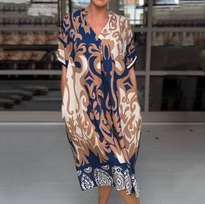 Pascaline | Robe midi ample à décolleté en V imprimé