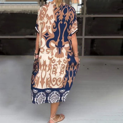 Pascaline | Robe midi ample à décolleté en V imprimé