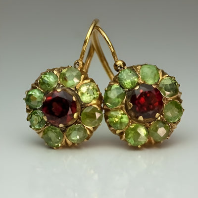 Nolwenn™ | Boucles d'oreilles rondes en cristal vert et rouge