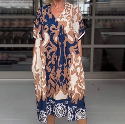Pascaline | Robe midi ample à décolleté en V imprimé