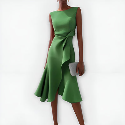 Ariane™ | Robe Midi Asymétrique à Plis Élégants