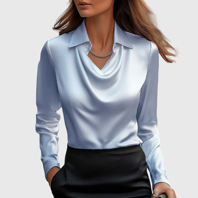 Léa™ | Blouse à Col Plissé avec Finition Satinée