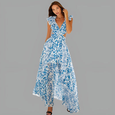 Salomé | Robe longue dos nu à volants