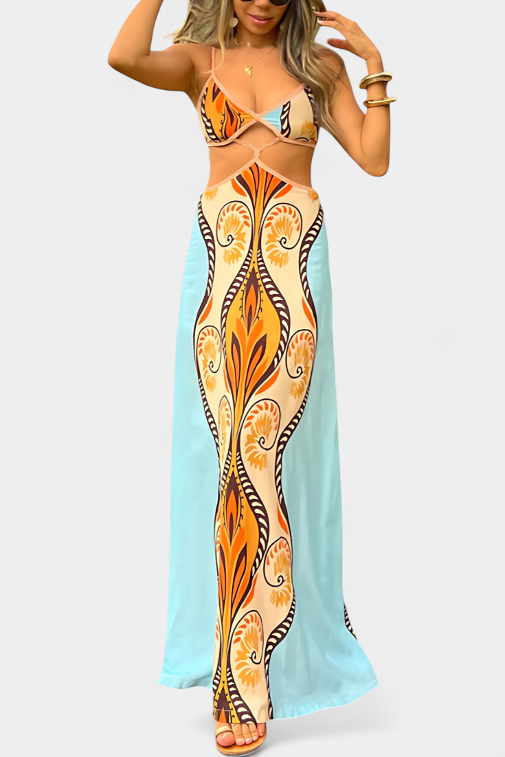 Grâce™ | Robe à découpes avec imprimé abstrait et dos nu