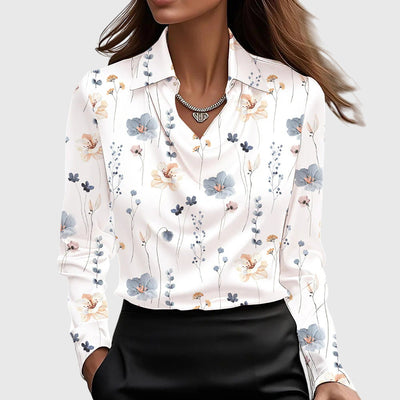 Léa™ | Blouse à Col Plissé avec Finition Satinée