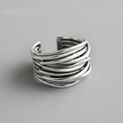 Sabine™ | Bague Ajustable en Argent à Couches