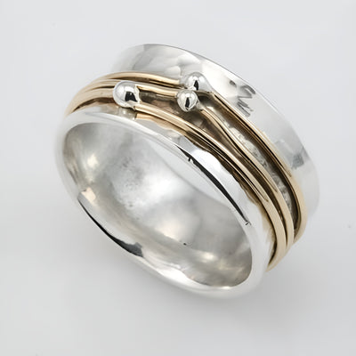 Shine - Bague en argent avec finition dorée vintage