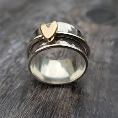 Mely - Bague en argent cœur doré