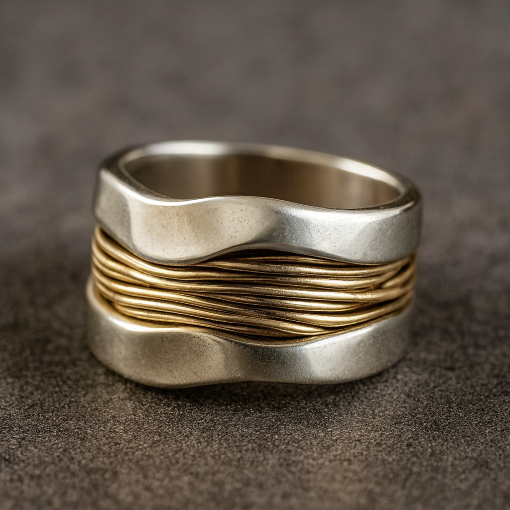 Séverine™ | Bague en fil d'or argenté
