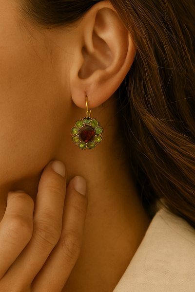 Nolwenn™ | Boucles d'oreilles rondes en cristal vert et rouge