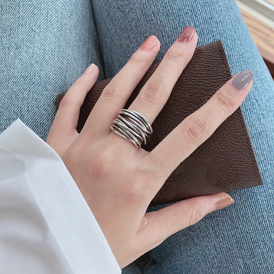 Sabine™ | Bague Ajustable en Argent à Couches