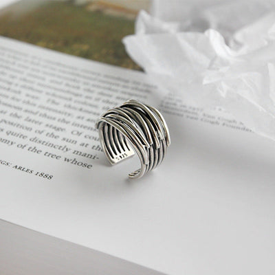 Sabine™ | Bague Ajustable en Argent à Couches