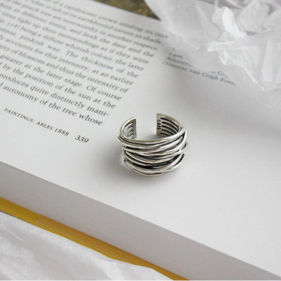Sabine™ | Bague Ajustable en Argent à Couches