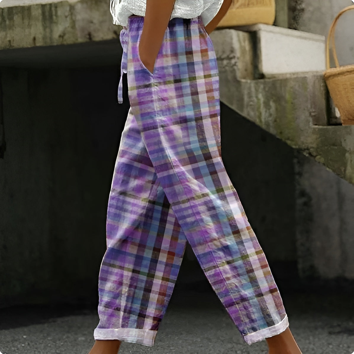 Henriette™ | Pantalon à Carreaux Taille Élastique avec Cordon