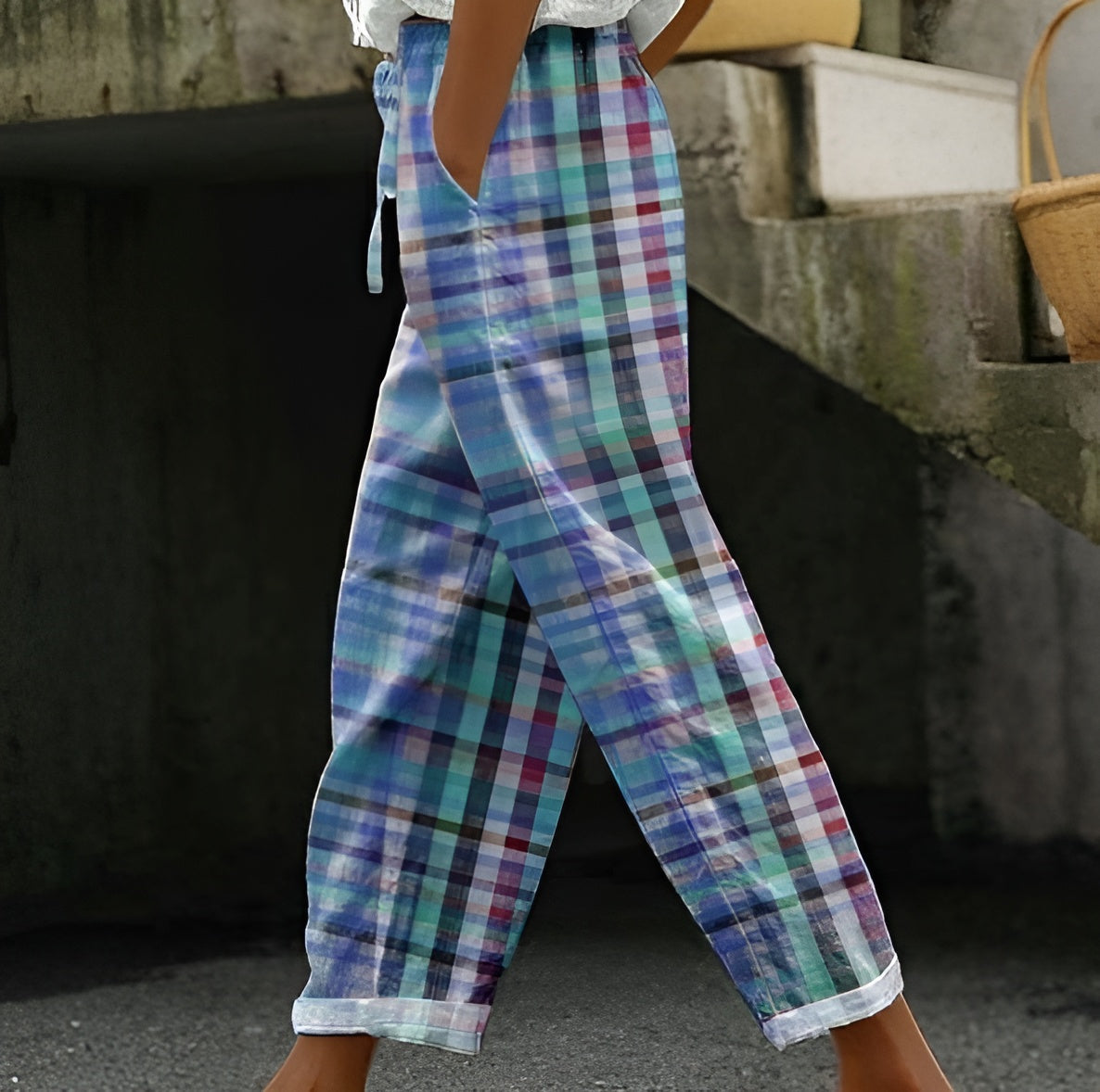 Henriette™ | Pantalon à Carreaux Taille Élastique avec Cordon