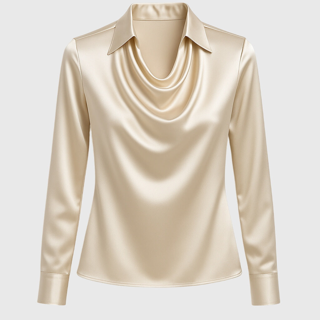 Léa™ | Blouse à Col Plissé avec Finition Satinée