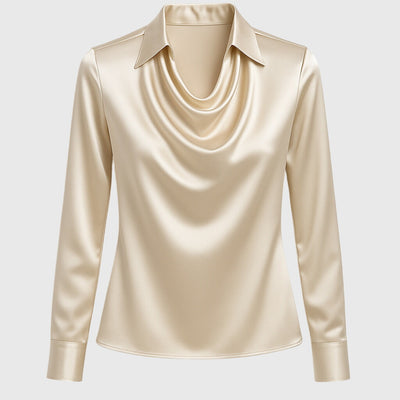 Léa™ | Blouse à Col Plissé avec Finition Satinée