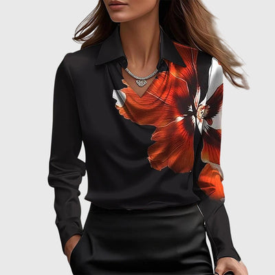 Léa™ | Blouse à Col Plissé avec Finition Satinée