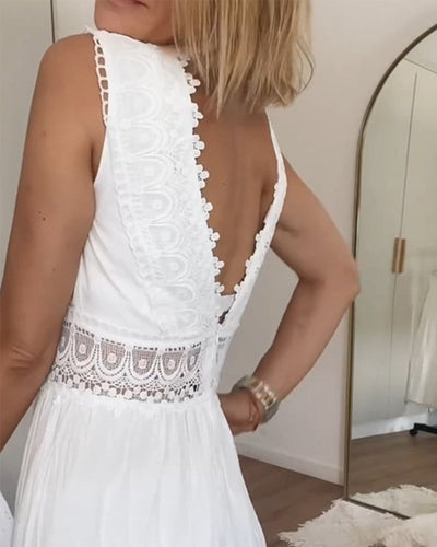 Isabelle | Ärmelloses Midikleid im Boho-Stil mit Spitzendetails