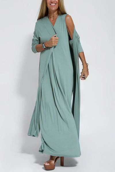 Constance | Robe longue élégante + cardigan assorti GRATUIT