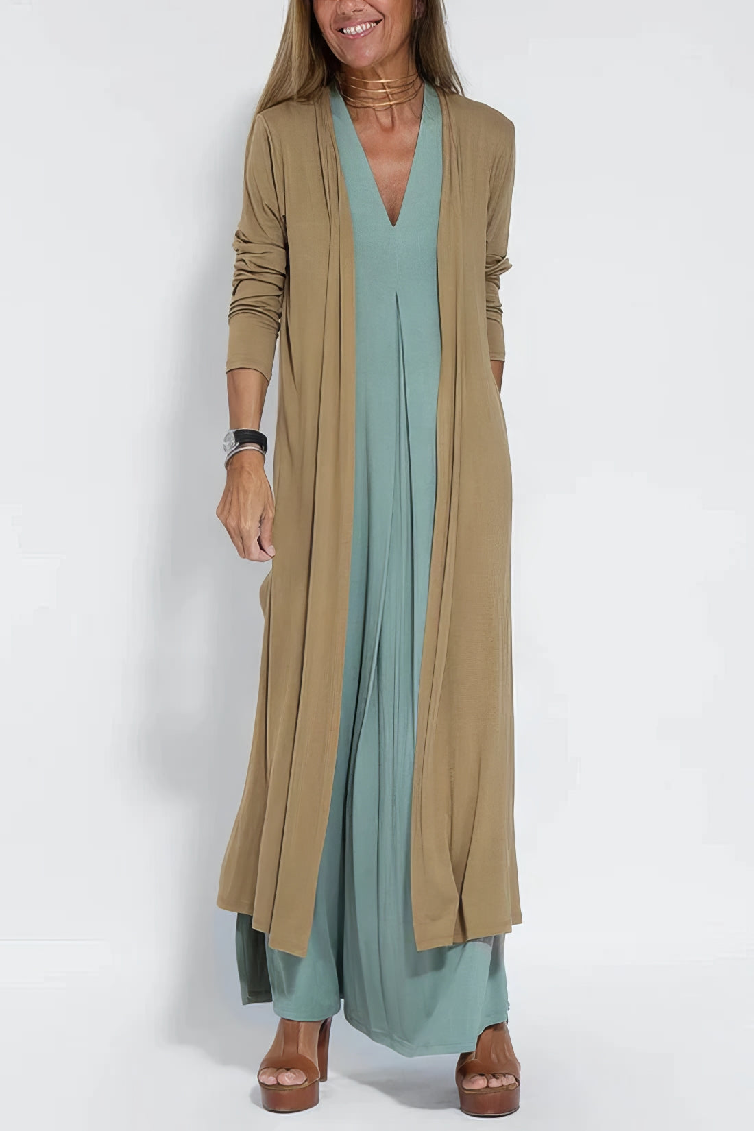 Constance | Robe longue élégante + cardigan assorti GRATUIT